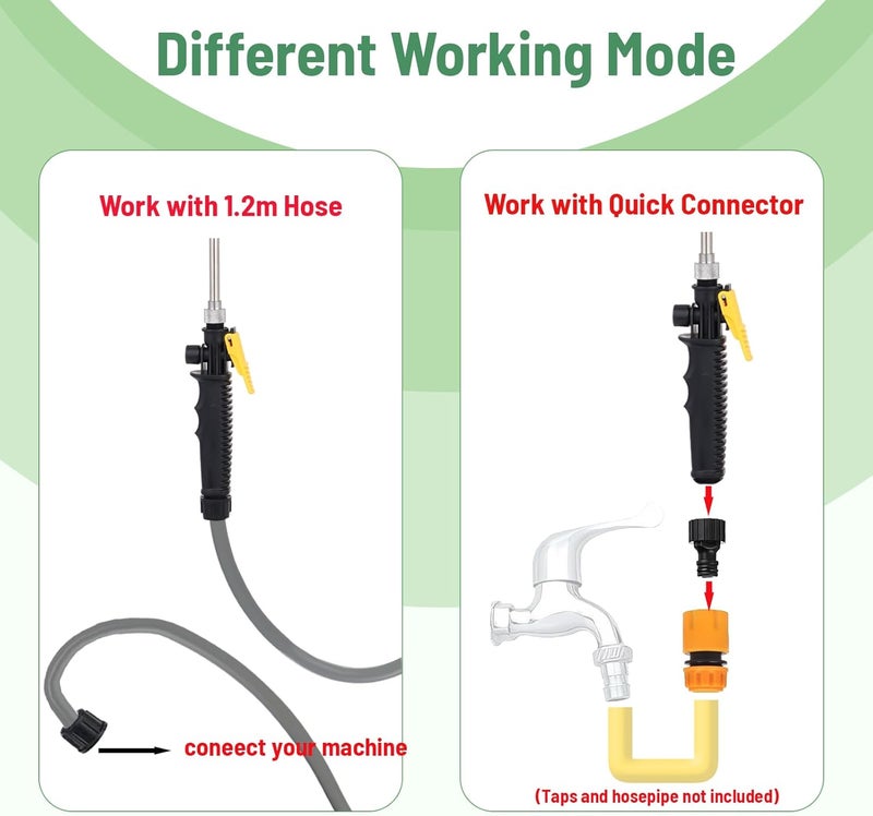 JINIOHEE 29 Inch Spray Wand for Water Pumps, Backpack Sprayer Set Include Hose Quick Connector and 1.2m Hose, Adjustable Nozzle Sprayer Wand Replacement with Built in Shut Off Valve - Image 5